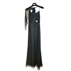 NWT US Size 10 Mori Lee Bridesmaid Black Chiffon Long Formal Gown Dress
